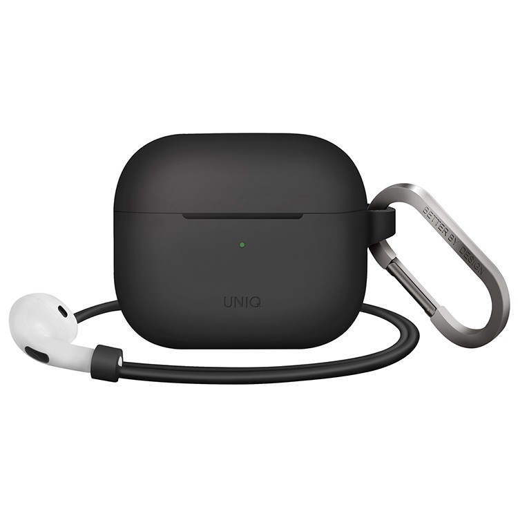 Чехол Uniq Vencer Silicone с карабином и ремешком для AirPods 3 Серый