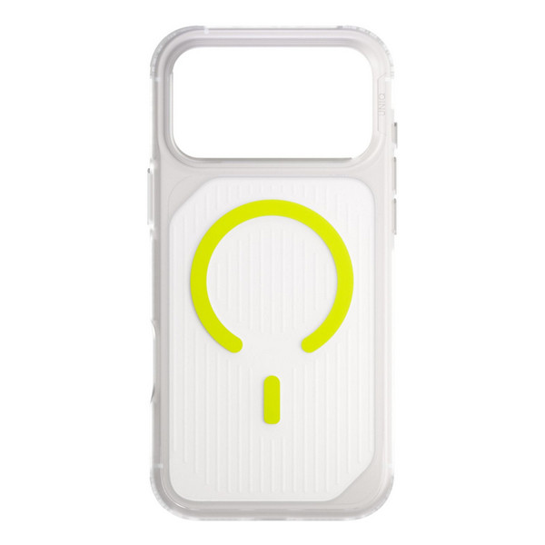 Чехол Uniq Combat Active для Apple iPhone 17 Pro, Frost Clear/Lume-Lime (матовый прозрачный/лаймовый), MagSafe Чехол Uniq Combat Active для Apple iPhone 17 Pro, Frost Clear/Lume-Lime (матовый прозрачный/лаймовый), MagSafe