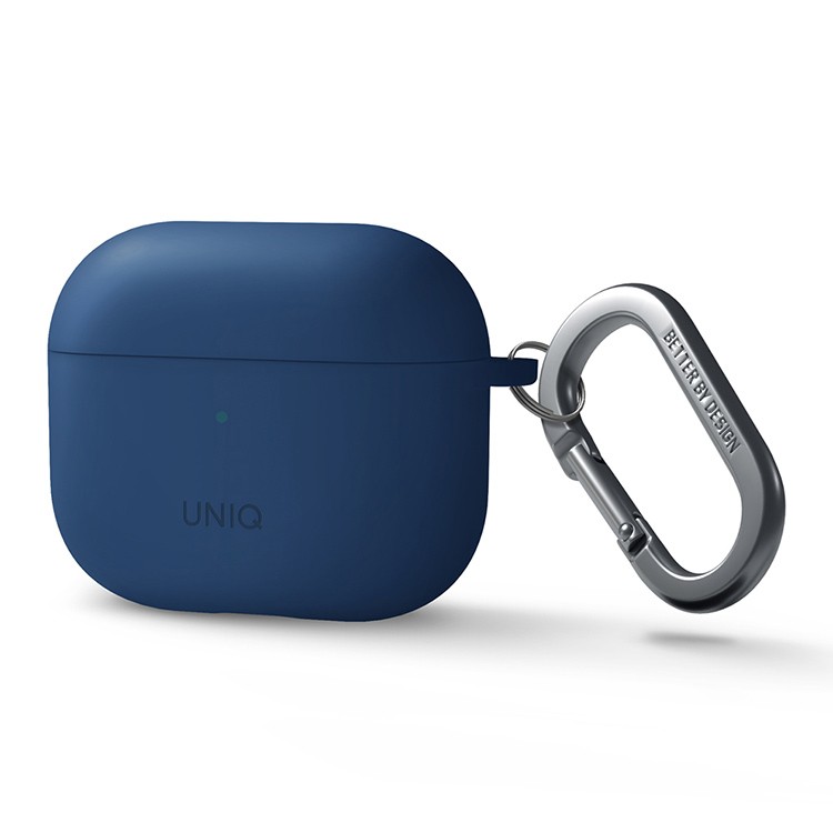 Чехол Uniq NEXO Liquid Silicone с карабином и спортивными крючками для AirPods 4 Тихоокеанский синий