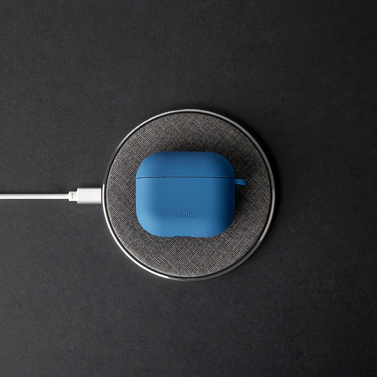 Чехол Uniq NEXO Liquid Silicone с карабином и спортивными крючками для AirPods 4 Тихоокеанский синий