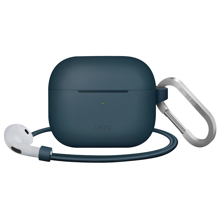 Чехол Uniq Vencer Silicone с карабином и ремешком для AirPods 3 Синий