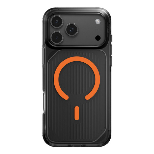Чехол Uniq Combat Active для Apple iPhone 17 Pro, Frost Smoke/Orange (матовый дымчатый/оранжевый), MagSafe