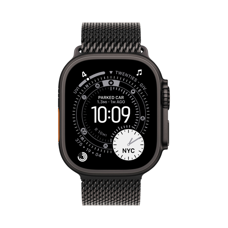 Смарт-часы Apple Watch Ultra 3, 49 мм, ремешок Titanium Milanese Loop, Чёрный титан / Black Titanium