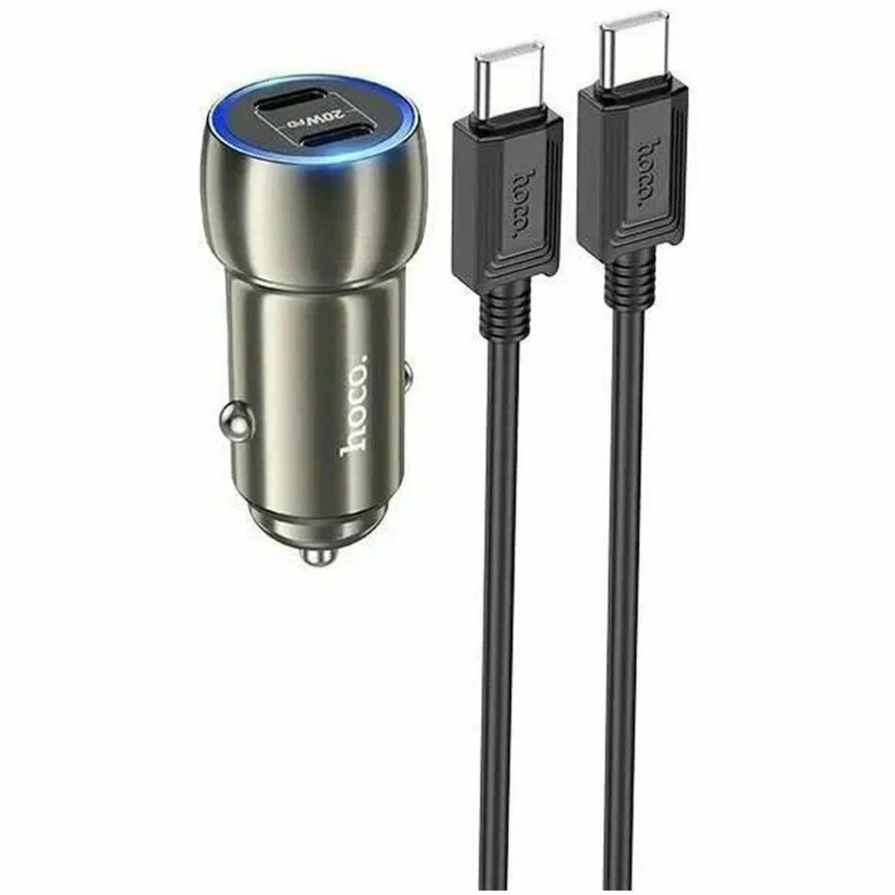 Автомобильное зарядное устройство Hoco Z42, PD20 Вт, QC3.0, USB + Type-C, чёрное